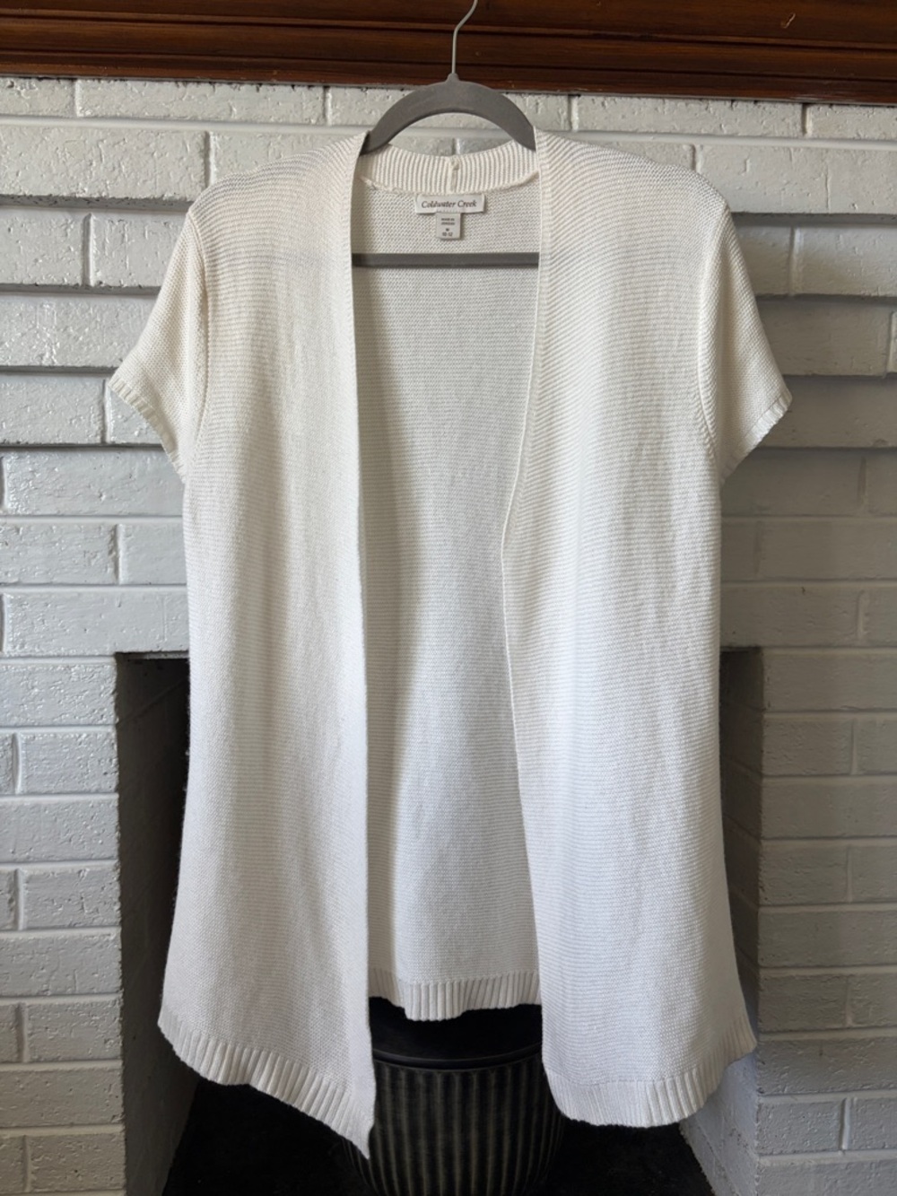 Coldwater Creek Ivory Open-Front Short-Sleeve Cardigan